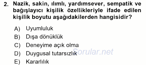 Örgütsel Davranış 2016 - 2017 Ara Sınavı 2.Soru