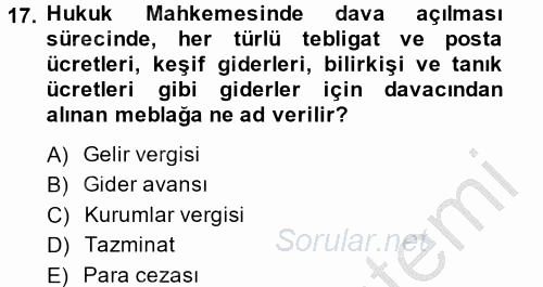 Kalem Mevzuatı 2013 - 2014 Dönem Sonu Sınavı 17.Soru