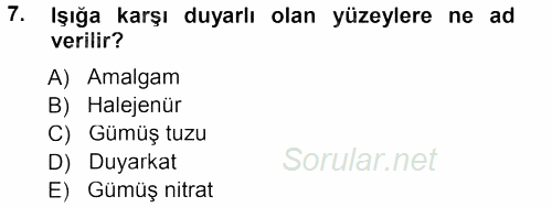 Temel Fotoğrafçılık 2012 - 2013 Dönem Sonu Sınavı 7.Soru