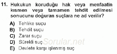 Vergi Ceza Hukuku 2012 - 2013 Tek Ders Sınavı 11.Soru