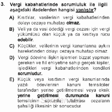 Vergi Ceza Hukuku 2012 - 2013 Tek Ders Sınavı 3.Soru