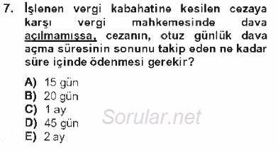 Vergi Ceza Hukuku 2012 - 2013 Tek Ders Sınavı 7.Soru