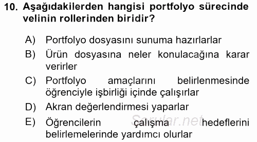 Çocukları Tanıma Ve Değerlendirme 2016 - 2017 Dönem Sonu Sınavı 10.Soru