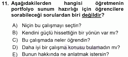 Çocukları Tanıma Ve Değerlendirme 2016 - 2017 Dönem Sonu Sınavı 11.Soru