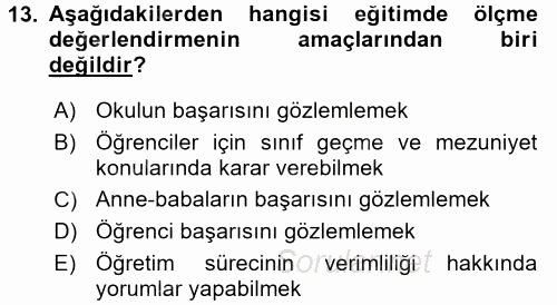 Çocukları Tanıma Ve Değerlendirme 2016 - 2017 Dönem Sonu Sınavı 13.Soru