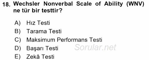 Çocukları Tanıma Ve Değerlendirme 2016 - 2017 Dönem Sonu Sınavı 18.Soru