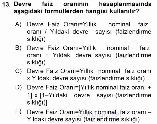 Finans Matematiği 2016 - 2017 Ara Sınavı 13.Soru