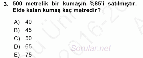 Finans Matematiği 2016 - 2017 Ara Sınavı 3.Soru