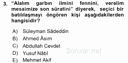 Türkiye Cumhuriyeti Siyasî Tarihi 2017 - 2018 Dönem Sonu Sınavı 3.Soru