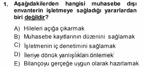 Envanter ve Bilanço 2014 - 2015 Tek Ders Sınavı 1.Soru