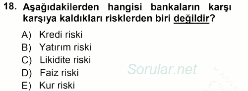 Para ve Banka 2013 - 2014 Ara Sınavı 18.Soru