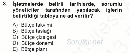 Lojistik Maliyetleri ve Raporlama 2 2012 - 2013 Ara Sınavı 3.Soru