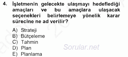 Lojistik Maliyetleri ve Raporlama 2 2012 - 2013 Ara Sınavı 4.Soru