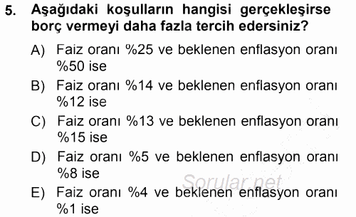 Para Teorisi 2012 - 2013 Dönem Sonu Sınavı 5.Soru