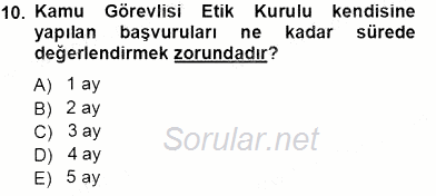 Memur Hukuku 2013 - 2014 Tek Ders Sınavı 10.Soru
