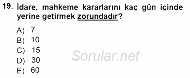 Memur Hukuku 2013 - 2014 Tek Ders Sınavı 19.Soru