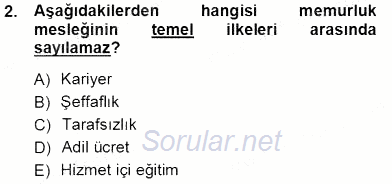 Memur Hukuku 2013 - 2014 Tek Ders Sınavı 2.Soru