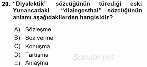 Mantığın Gelişimi 2015 - 2016 Ara Sınavı 20.Soru