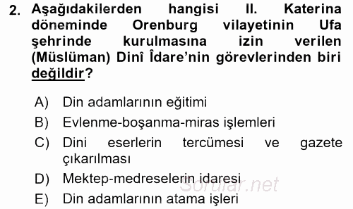 XIX. Yüzyıl Türk Dünyası 2017 - 2018 Ara Sınavı 2.Soru