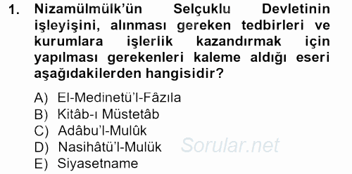 Siyaset Bilimi 2012 - 2013 Dönem Sonu Sınavı 1.Soru