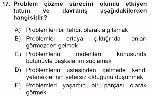 Çatışma ve Stres Yönetimi 2 2016 - 2017 3 Ders Sınavı 17.Soru