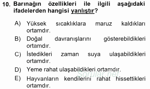 Laboratuvar Hayvanlarını Yetiştirme ve Sağlığı 2015 - 2016 Ara Sınavı 10.Soru