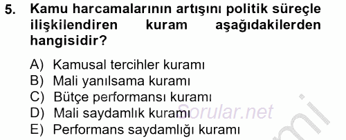 Kamu Mali Yönetimi 2012 - 2013 Dönem Sonu Sınavı 5.Soru
