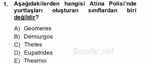 Siyasi Düşünceler Tarihi 2014 - 2015 Ara Sınavı 1.Soru