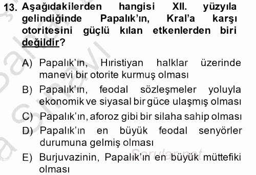 Siyasi Düşünceler Tarihi 2014 - 2015 Ara Sınavı 13.Soru