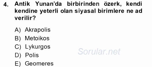 Siyasi Düşünceler Tarihi 2014 - 2015 Ara Sınavı 4.Soru