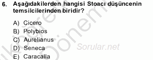 Siyasi Düşünceler Tarihi 2014 - 2015 Ara Sınavı 6.Soru