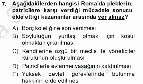 Siyasi Düşünceler Tarihi 2014 - 2015 Ara Sınavı 7.Soru