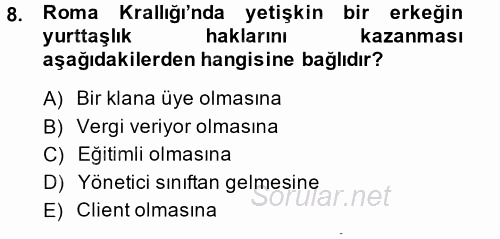 Siyasi Düşünceler Tarihi 2014 - 2015 Ara Sınavı 8.Soru