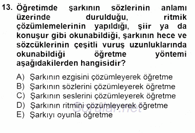 Okulöncesinde Müzik Eğitimi 2 2014 - 2015 Dönem Sonu Sınavı 13.Soru