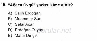 Okulöncesinde Müzik Eğitimi 2 2014 - 2015 Dönem Sonu Sınavı 19.Soru