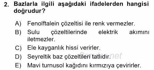 Hücre Kimyası 2016 - 2017 Dönem Sonu Sınavı 2.Soru