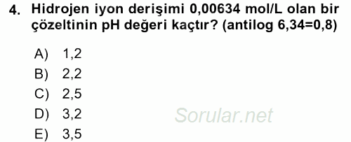 Hücre Kimyası 2016 - 2017 Dönem Sonu Sınavı 4.Soru