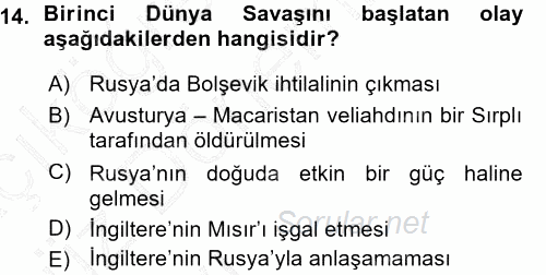 Atatürk İlkeleri Ve İnkılap Tarihi 1 2015 - 2016 Ara Sınavı 14.Soru