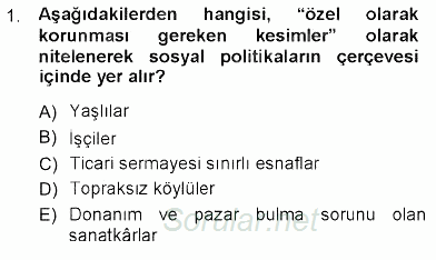 Sosyal Politika 2012 - 2013 Ara Sınavı 1.Soru