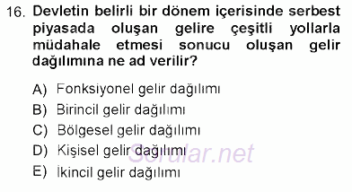 Sosyal Politika 2012 - 2013 Ara Sınavı 16.Soru