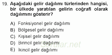 Sosyal Politika 2012 - 2013 Ara Sınavı 19.Soru