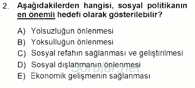 Sosyal Politika 2012 - 2013 Ara Sınavı 2.Soru
