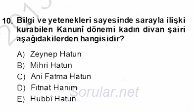 XIX. Yüzyıl Türk Edebiyatı 2012 - 2013 Dönem Sonu Sınavı 12.Soru