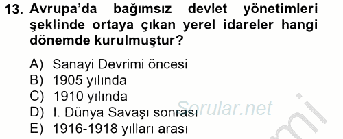 Sosyal Politika 2 2012 - 2013 Dönem Sonu Sınavı 13.Soru