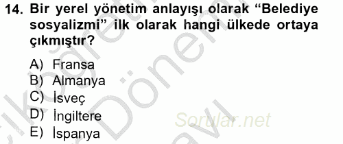 Sosyal Politika 2 2012 - 2013 Dönem Sonu Sınavı 14.Soru