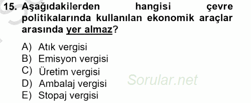Sosyal Politika 2 2012 - 2013 Dönem Sonu Sınavı 15.Soru