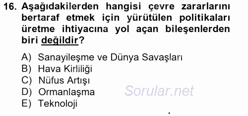 Sosyal Politika 2 2012 - 2013 Dönem Sonu Sınavı 16.Soru