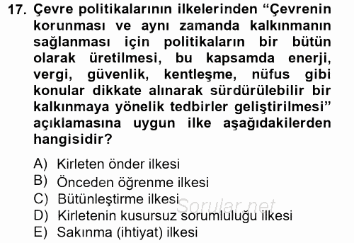 Sosyal Politika 2 2012 - 2013 Dönem Sonu Sınavı 17.Soru