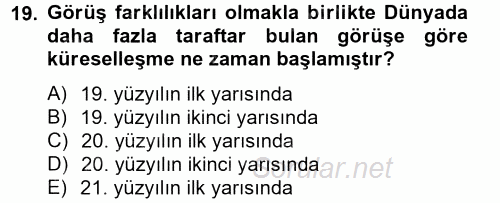 Sosyal Politika 2 2012 - 2013 Dönem Sonu Sınavı 19.Soru