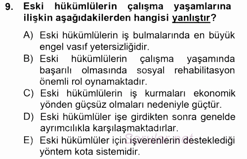 Sosyal Politika 2 2012 - 2013 Dönem Sonu Sınavı 9.Soru